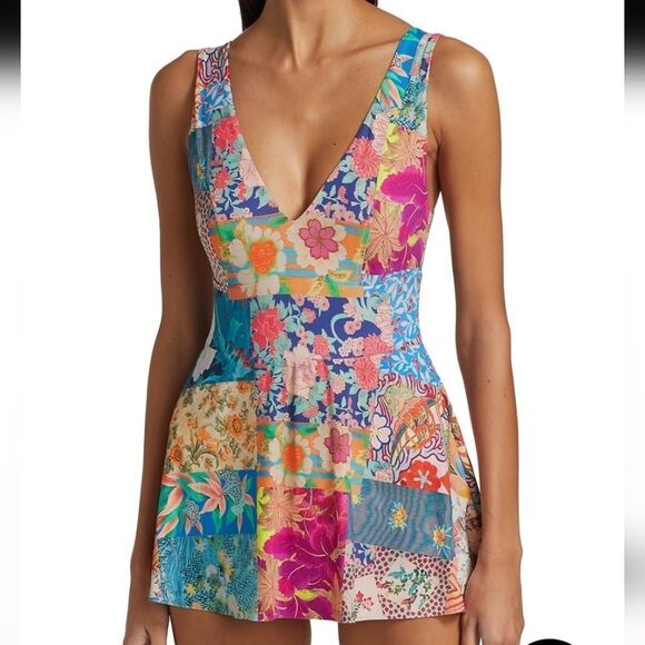 Johnny Was Women's Multicolor Mari Skirted One-Piece Swimsuit Size Xsmall - Picture 1 of 14